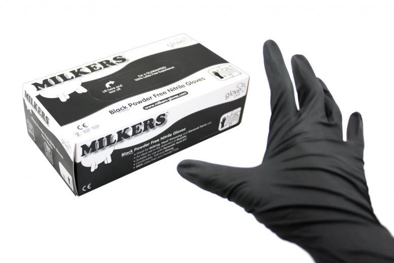 Black Nitrile Milking Gloves (100 Pack)