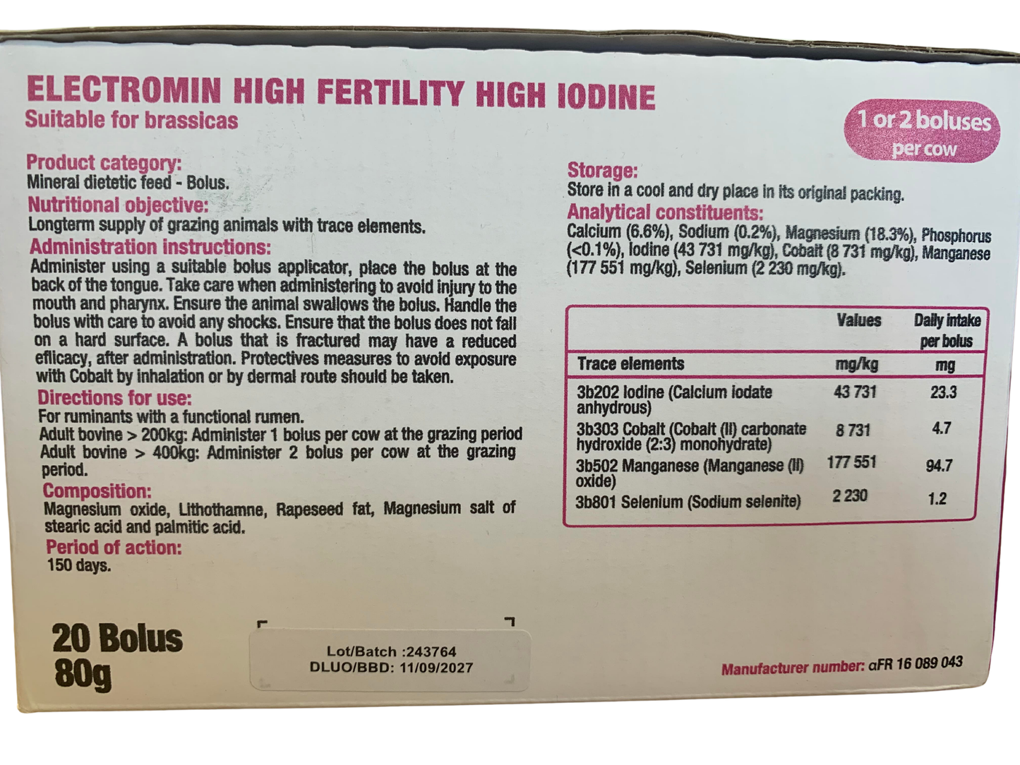 Pharvet Electromin High Fertility Bolus (20's)