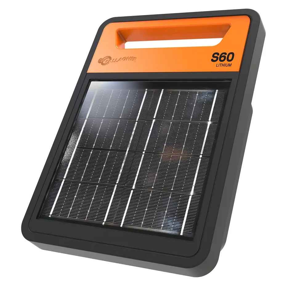 Gallagher S60Li Lithium Solar Electric Fence Energiser - 3x Faster Charging
